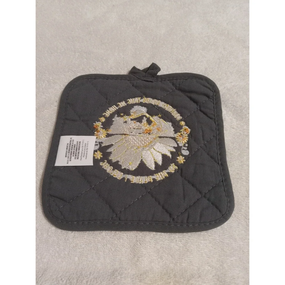 Pot Holder Trivet Sunflower RV Mountain‎ Country Roads Embroidered Quilted Gray